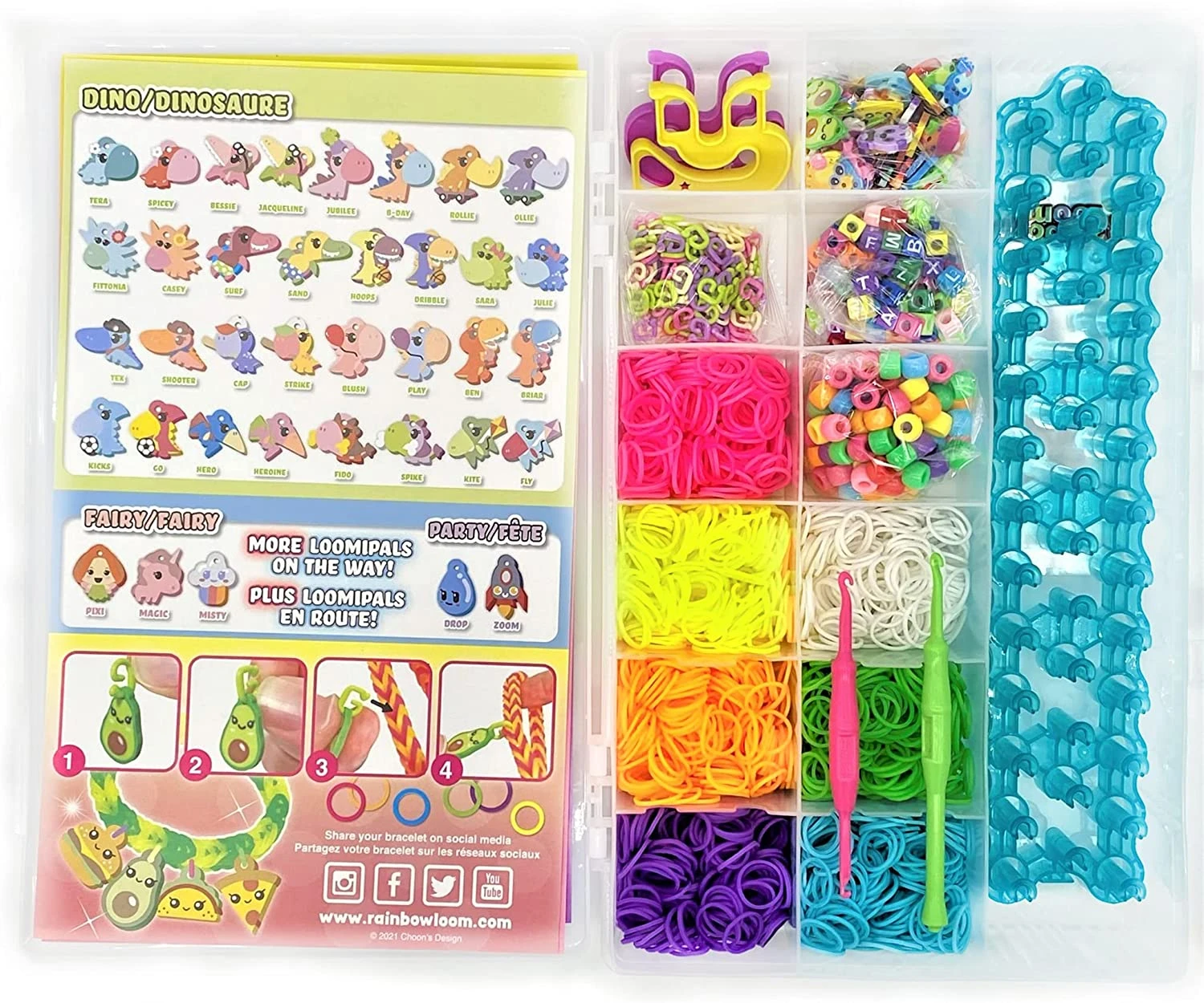 Rainbow Loom® Loomi-Pals™ Combo Set, Features 60 CUTE Assorted LP Charms, Happy Looms, Hooks, Alpha & Pony Beads, 2300 Colorful Bands - Image 2