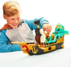 Treasure X Sunken Gold Treasure Ship Playset - 25 Levels Of Adventure | Find Guaranteed Real Gold Dipped Treasure | Interactive Fun For All, Treasure Hunter