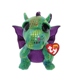 Ty Beanie Boos Cinder The Green Dragon Plush, Green/Purple Color 6"