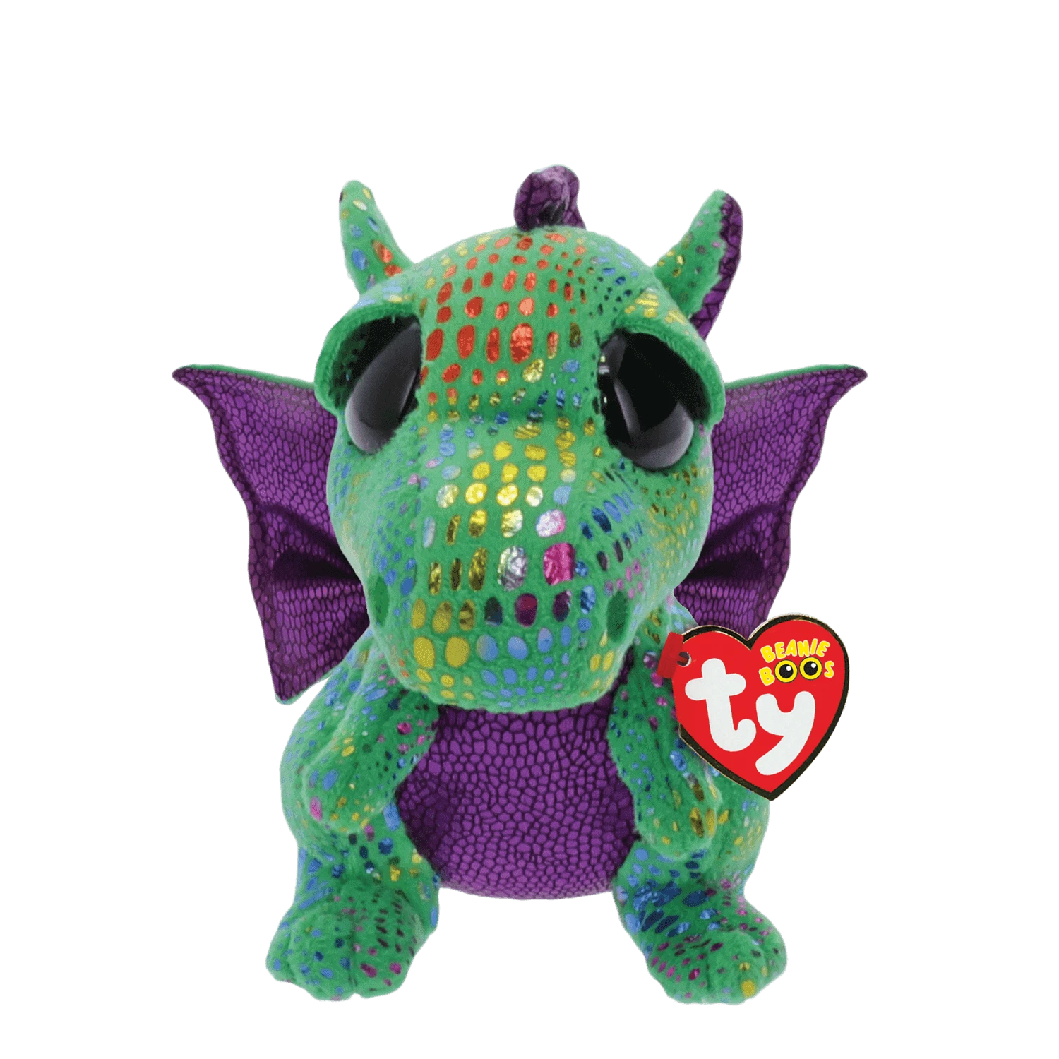 Ty Beanie Boos Cinder The Green Dragon Plush, Green/Purple Color 6" 1 Ty Beanie Boos Cinder The Green Dragon Plush, Green/Purple Color 6"