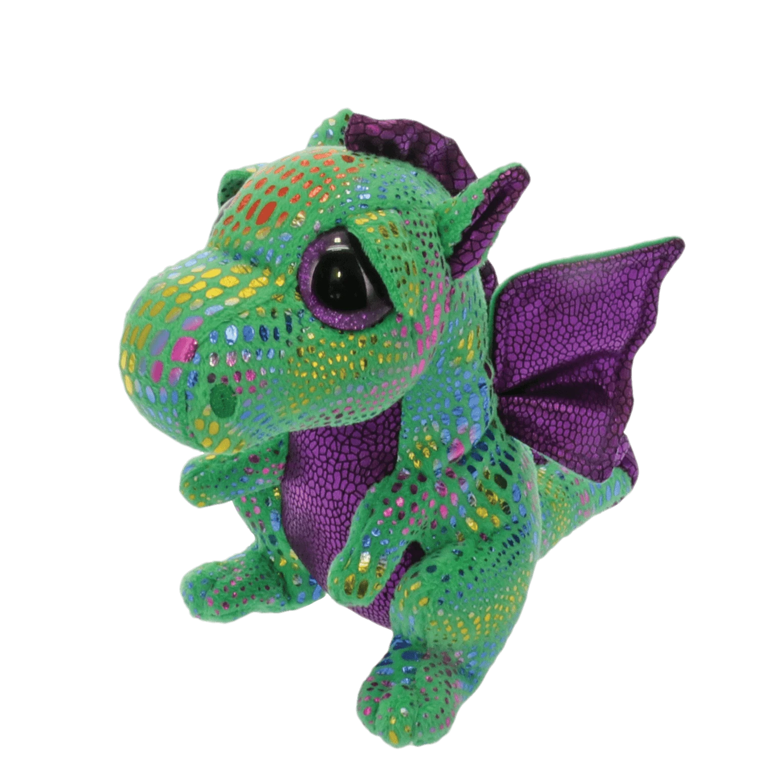 Ty Beanie Boos Cinder The Green Dragon Plush, Green/Purple Color 6" 2 Ty Beanie Boos Cinder The Green Dragon Plush, Green/Purple Color 6" - Image 2
