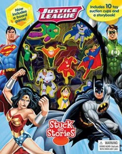 DC Justice League Stuck On Stories Board Book - 10 Toy Suction Cups,10 Pages Of Fun!