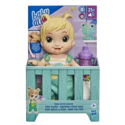 Baby Alive Baby Gotta Bounce Doll, Frog Outfit, Bounces With 25+ SFX And Giggles, Drinks And Wets, Blonde Hair Toy For Kids Ages 3 And Up