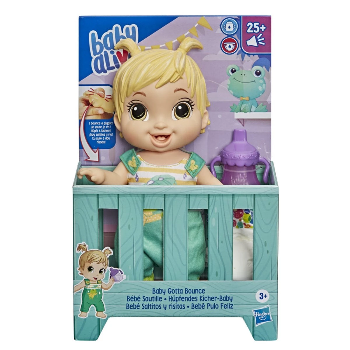 Baby Alive Baby Gotta Bounce Doll, Frog Outfit, Bounces With 25+ SFX And Giggles, Drinks And Wets, Blonde Hair Toy For Kids Ages 3 And Up 1 Baby Alive Baby Gotta Bounce Doll, Frog Outfit, Bounces With 25+ SFX And Giggles, Drinks And Wets, Blonde Hair Toy For Kids Ages 3 And Up