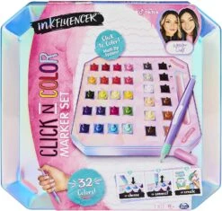 InkFluencer, We Wear Cute Click N Color Marker Set, Activity Kit With 32 Click-on Marker Tips